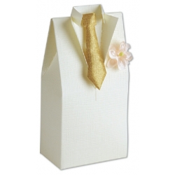 White Silk Tuxedo Favour Box
