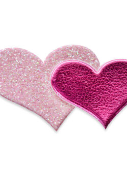 12 Set Self Adhesive Double Glitter Hearts - Pink