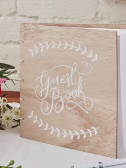 Boho Wooden Wedding Guest Book