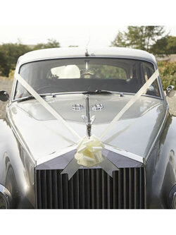 3 Wedding Car Bows & Ribbon Kit - Ivory