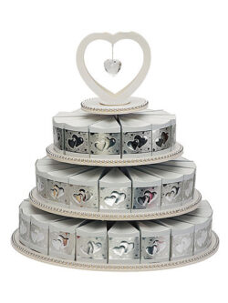 Silver 3 Tier Cake Stand with 48  Gift Boxes