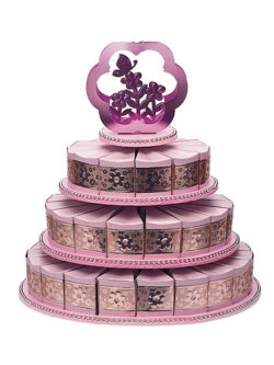 Pink 3 Tier cake stand with 48 boxes