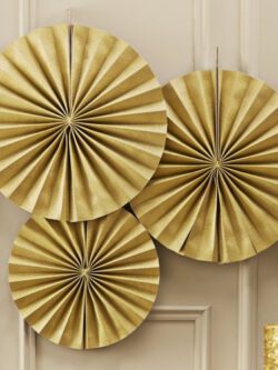 Gold Sparkle Circle Fan Pinwheel Decorations
