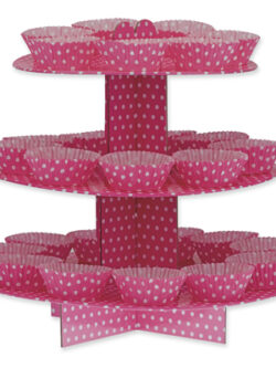 Pink/White Spot 3 Tier Card Stand
