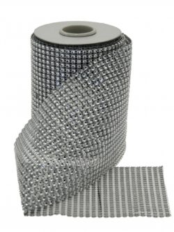 Diamond Rhinestone Ribbon Wrap Roll - Silver