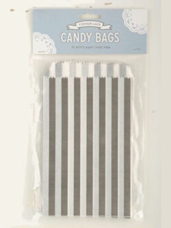 Stripes White and Silver Candy Bags