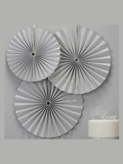 Sparkly Silver Circle Fan Decorations, Set of 3