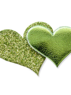 Set 12 Adhesivos Doble Corazón Brillantina - Verde