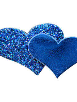 Set 12 Adhesivos Doble Corazón Brillantina - Azul