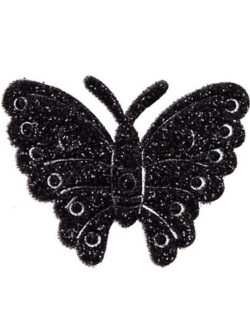 Set 12 Adhesivos de Mariposa Brillantina - Negro