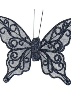 Mariposa Decorativa Organza x 12 - Negra