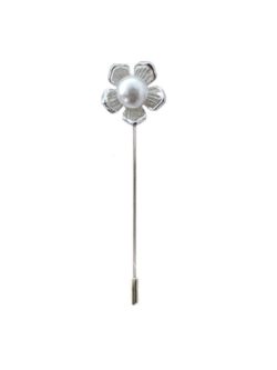 10 Pack Metallic Flower Pins with a Pearl