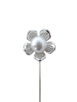 10 Pack Metallic Flower Pins with a Pearl
