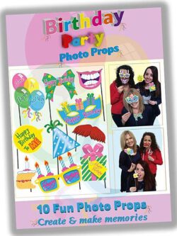10 PC Happy Birthday Photo Booth Props on Stick Selfie Party Props