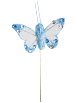 Mariposa Decorativa Organza x 24 - Azul