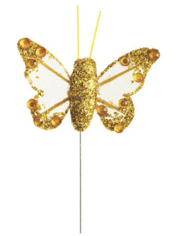 Mariposa Decorativa Organza x 24 - Dorado