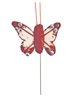 Mariposa Decorativa Organza x 24 - Rojo