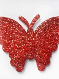 Set 12 Adhesivos de Mariposa Brillantina – Rojo