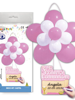 1ST Holy Communion Poster Balloon Deco Kit - Pink