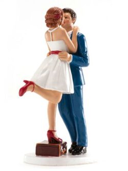 Wedding Couple Cake Topper with Suitcase