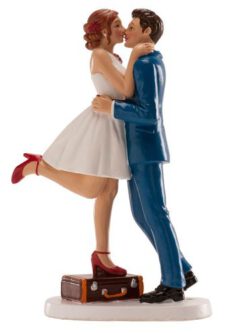 Wedding Couple Cake Topper with Suitcase
