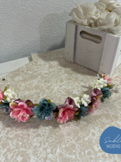 Dark turquoise and pink flower hairpin