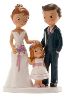 Wedding couple with their daughter - cake topper