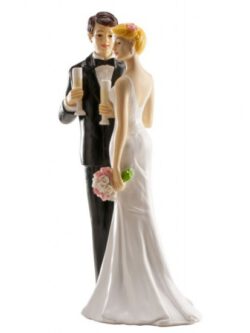 Champagne wedding couple - cake topper