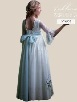 Abuela Tata girls first communion dress with an embroidered tulle skirt and a square open back.